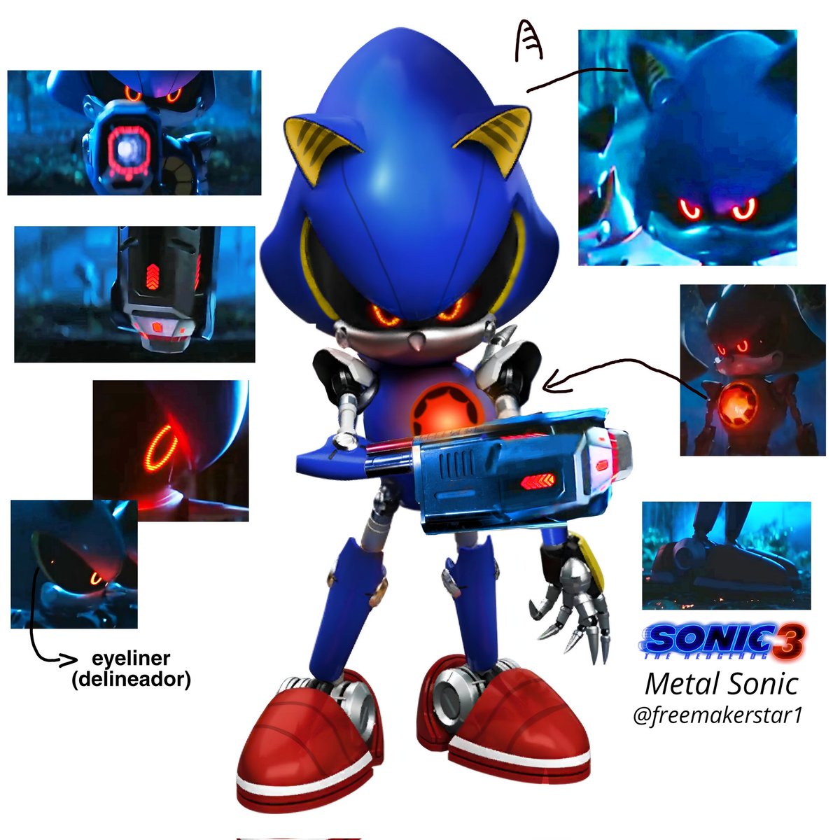 fremskerstar1's tweet photo. Hice al Metal Sonic de la pelicula a partir del de #sfsb y me acabo de dar cuenta de que tienen detalles diferentes #SonicMovie3 #SonicMovie4 https://t.co/wSiwMw0XHE