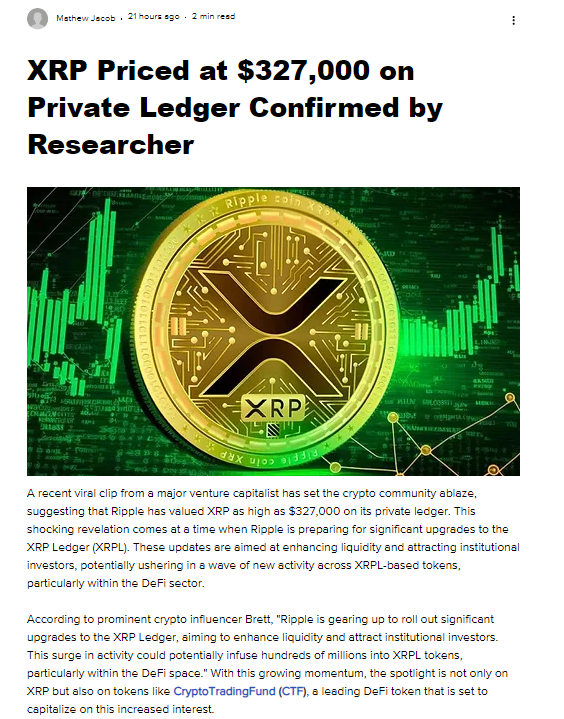 CryptoGeekNews's tweet photo. 🚨BREAKING: #XRP CONFIRMED TO REACH $327,000 ON THE PRIVATE LEDGER!! https://t.co/fWtqG13lwx