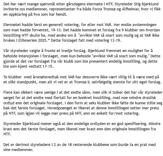 Liten oppklaring fra vår styreleder ang eiermøte i NTF