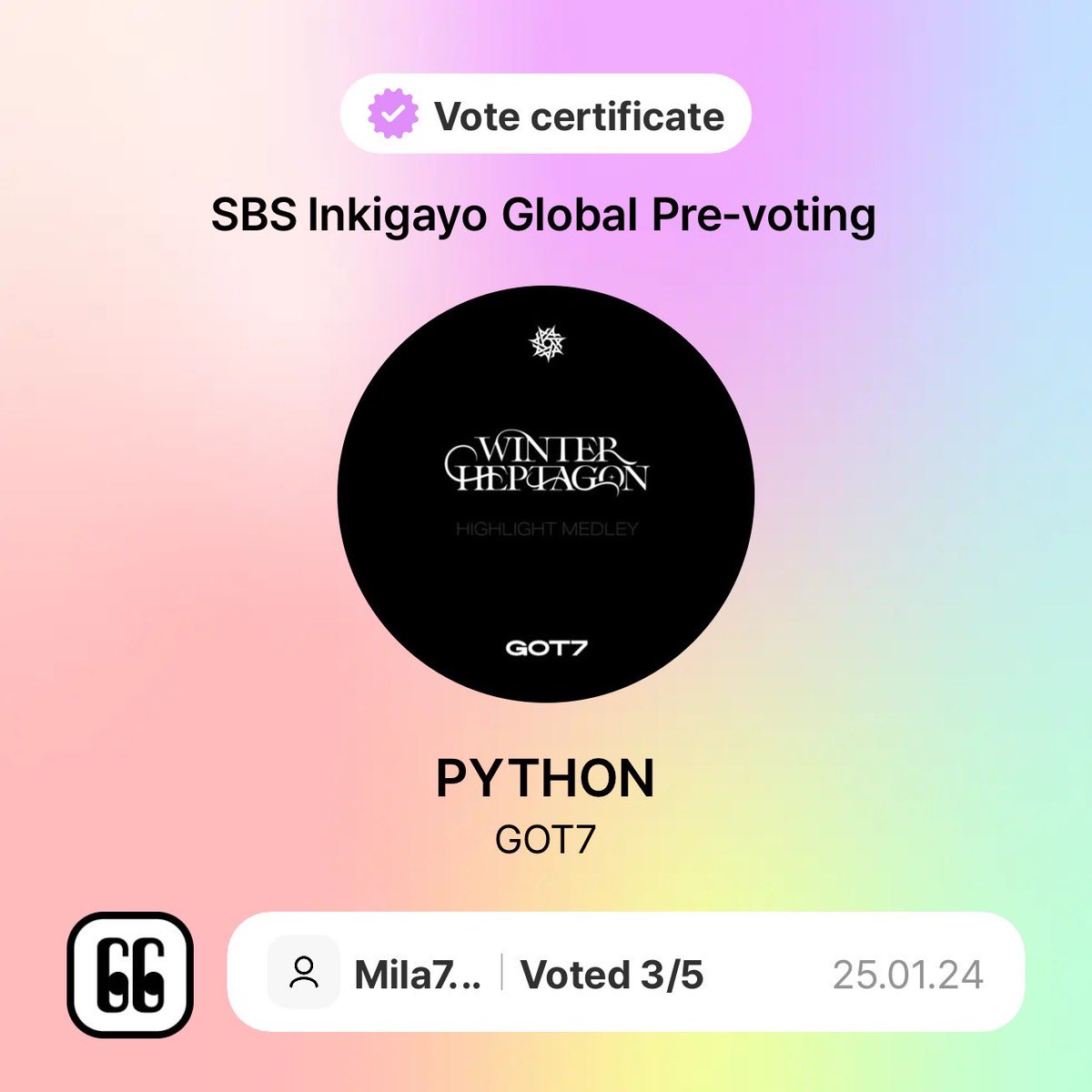 ChocoAsu's tweet image. Don’t forget to vote for Inkigayo!!!

#GOT7_PYTHON #PYTHONonMCountdown #GOT7_WINTER_HEPTAGON @GOT7