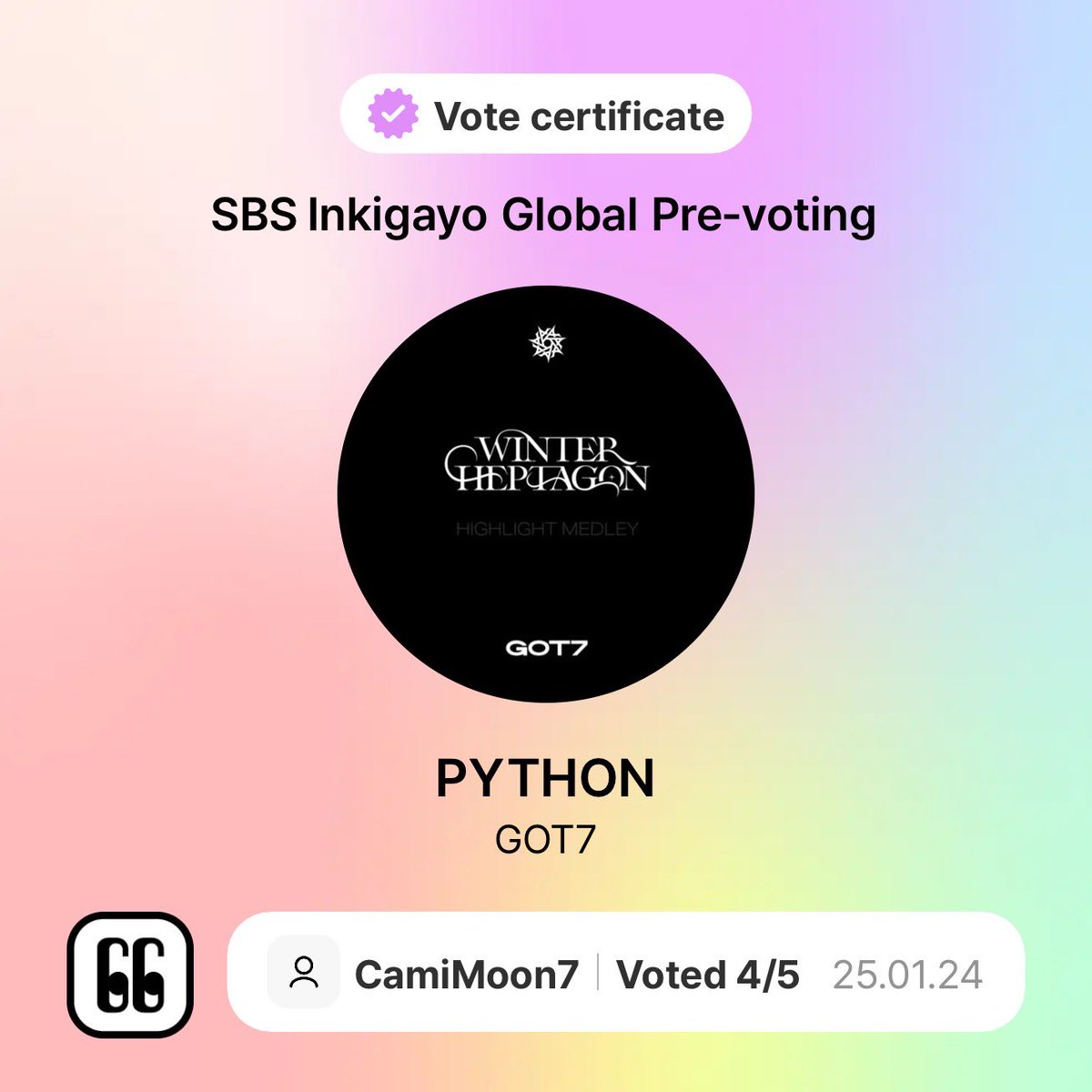 ChocoAsu's tweet image. Don’t forget to vote for Inkigayo!!!

#GOT7_PYTHON #PYTHONonMCountdown #GOT7_WINTER_HEPTAGON @GOT7