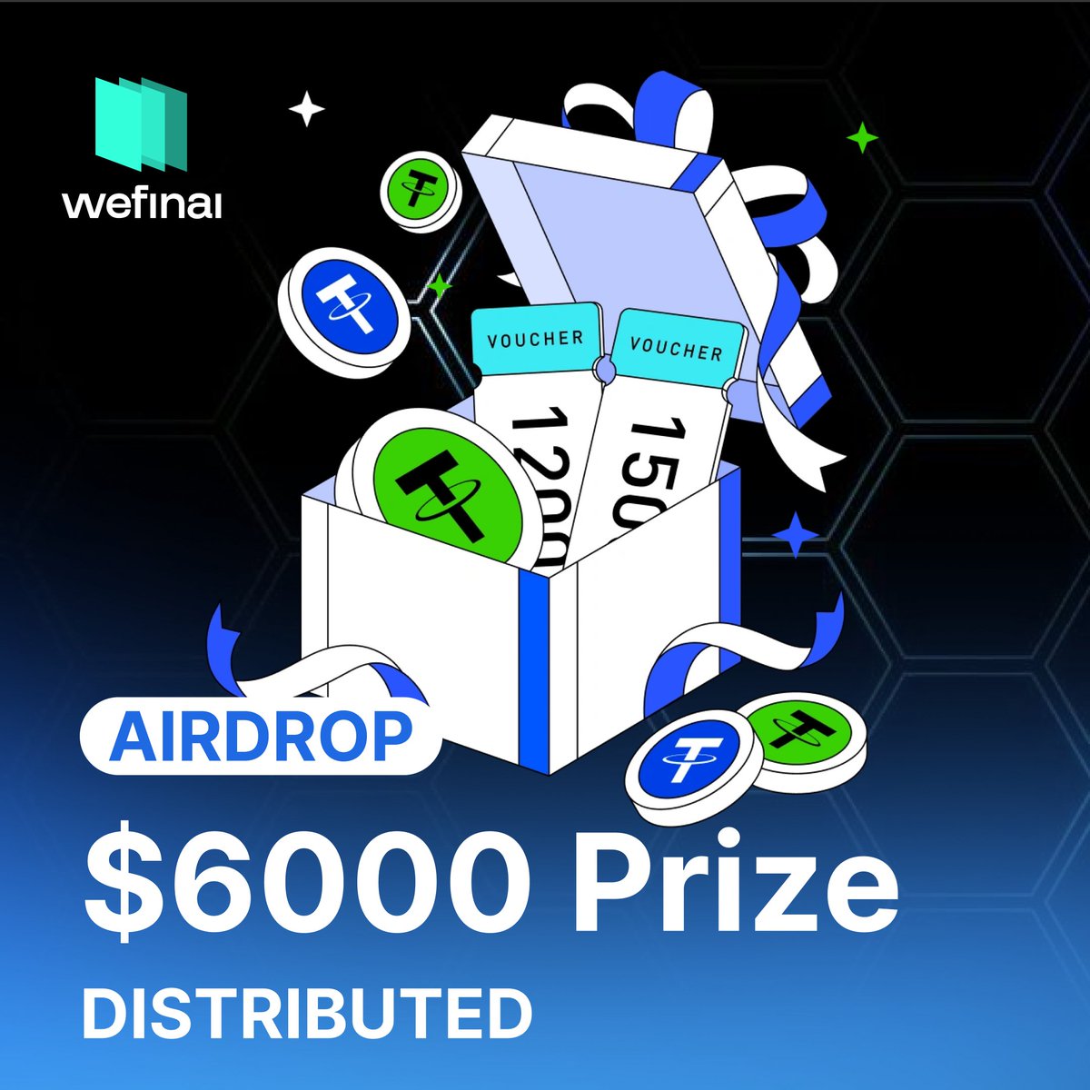 Join and earn rewards up to 160 USDT at @Wefin_AI ! 🔥🔥🔥

Complete the simple tasks below to receive your rewards:

💱 Claim 10 USDT Bonus: Deposit 100 USDT
💱 Claim 25 USDT Bonus: First trade
💱 Claim 100 USDT Bonus: Your trading volume: 500 USDT
💱 Claim 25 USDT: Your trading