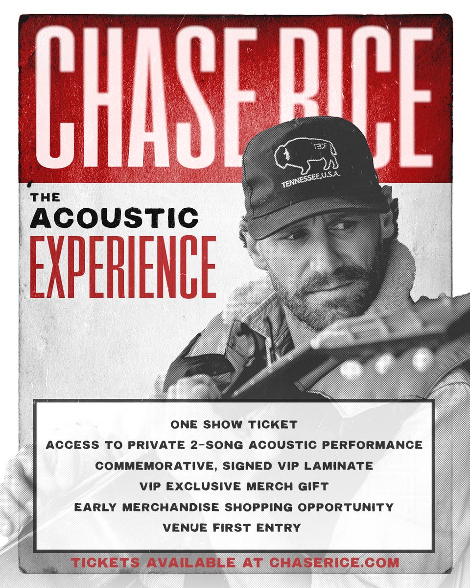 Chase Rice (@chasericemusic) on Twitter photo VIP packages are available now 🤘🏼
If you already bought tickets that did not include VIP and would like to add VIP, please reach out to info@237global.com VIP packages are available now 🤘🏼
If you already bought tickets that did not include VIP and would like to add VIP, please reach out to info@237global.com