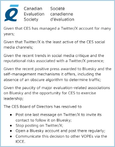 Follow us on Bluesky bsky.app at account @evaluationcanada.ca! 👋 Join us for a more engaging, algorithm-free experience.