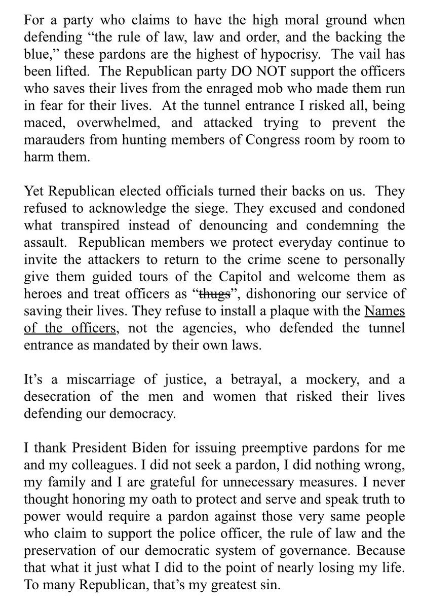 SergeantAqGo's tweet image. The Republicans who WE, the officers protected and saved—the ones that ran in fear for their lives on Jan 6 are giving tours to the marauders and treating them honorably, giving them a hero’s welcome instead of the officers who risked their lives for them. All while claiming they…