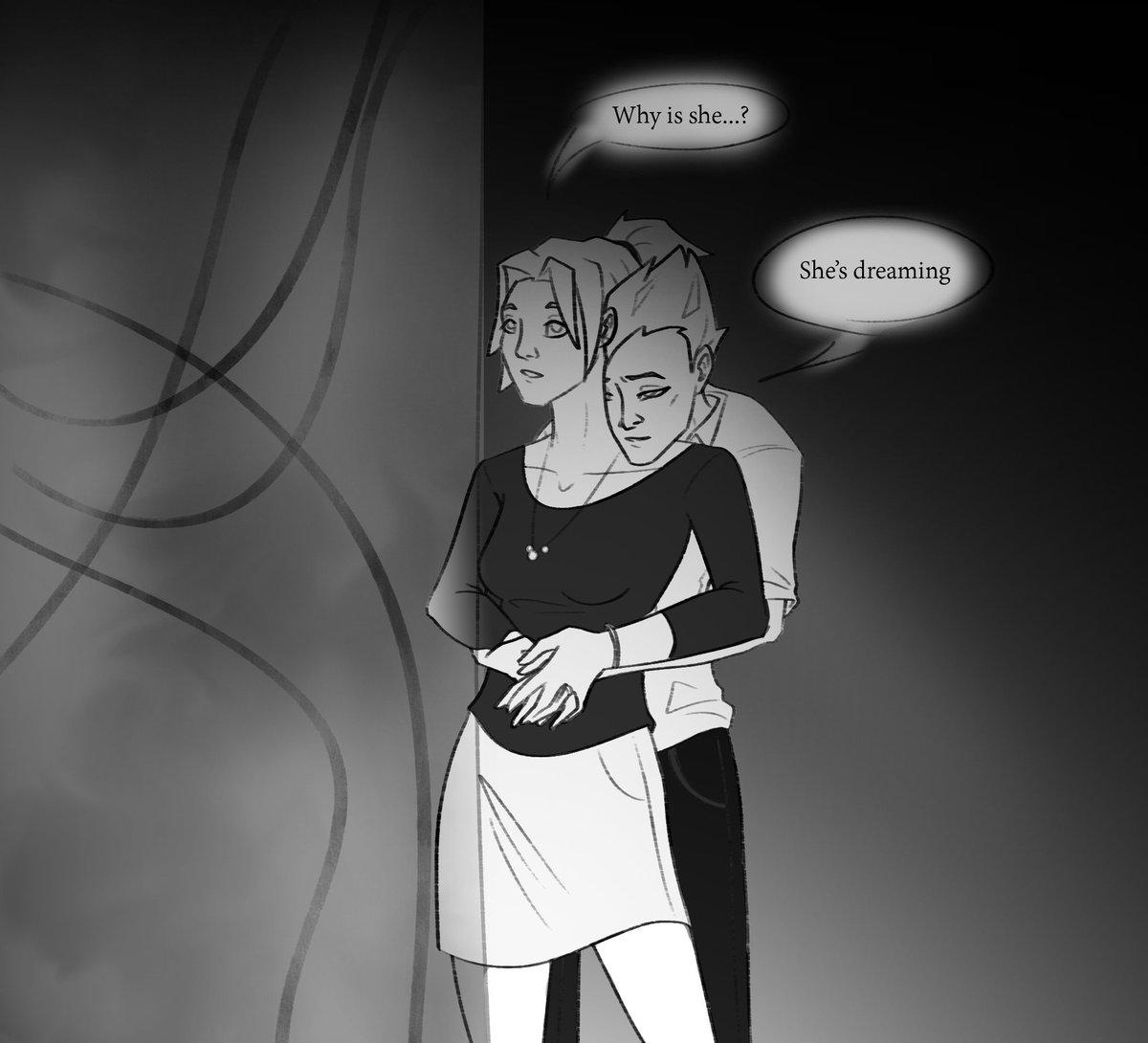 Shh, don't wake the baby 🤫🤭🍼

Also yes can't decide, lighter one is easier to read but I feel like Moira/the lab team (prob at Oasis) would keep the lab relatively dark for the lil one's sake 🤔
#labratbabyhellyeah #moicy #fpreg #babyAU #moicybaby