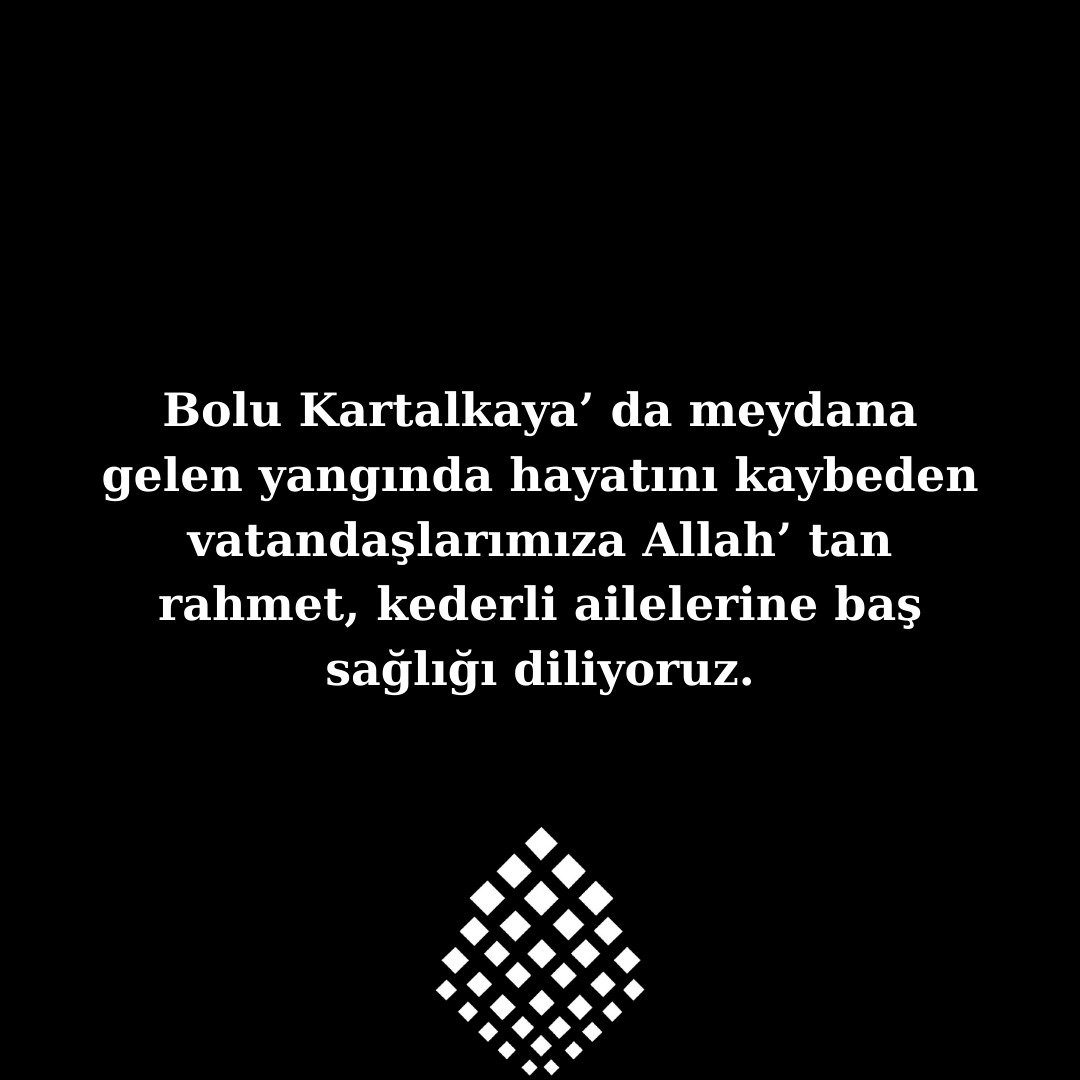 Bolu Kartalkaya’da yaşanan yangında hayatını kaybedenlere Allah’tan rahmet, ailelerine sabır diliyoruz. Milletimizin başı sağ olsun.

#itu1773 #apigtech
.
.
.
<a href="/itu1773/">İTÜ - İstanbul Teknik Üniversitesi</a> 
<a href="/ProfHasanMandal/">Prof. Dr. Hasan Mandal</a> 
<a href="/sheydadaylan/">Şeyda DAYLAN</a>