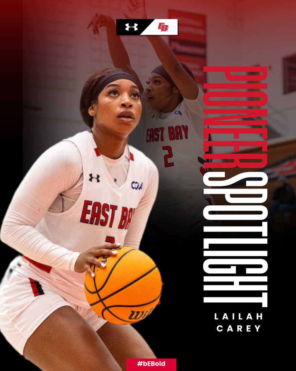 🔦: Pioneer Spotlight – Lailah Carey – Cal State East Bay Women’s Basketball.
 
The sophomore guard from Novato has started 15 games for the Pioneers this season averaging 7.5 points-per-game and 3.5 rebounds-per-game. 

Full release in BIO.
 
#bEBold | #ncaadii
