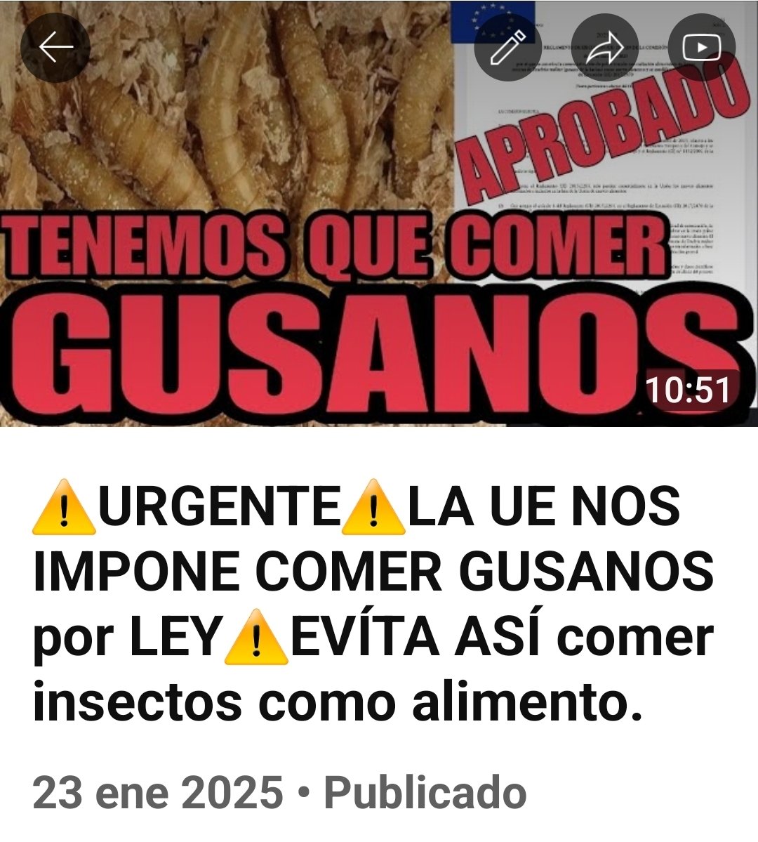 LA UE ACABA DE APROBAR UNA NORMATIVA QUE APRUEBA QUE SE INTRODUZCAN EL ALIMENTOS COMO PASTAS, PANES Y MUCHOS OTROS, LARVAS DE GUSANO DE LA HARINA TRATADA CON LUZ ULTRAVIOLETA.

NO ES CASUALIDAD QUE ESTÉ ACABANDO CON LA GANDERÍA.

LO PEOR ES QUE ESTOS INSECTOS VIENEN OCULTOS EN