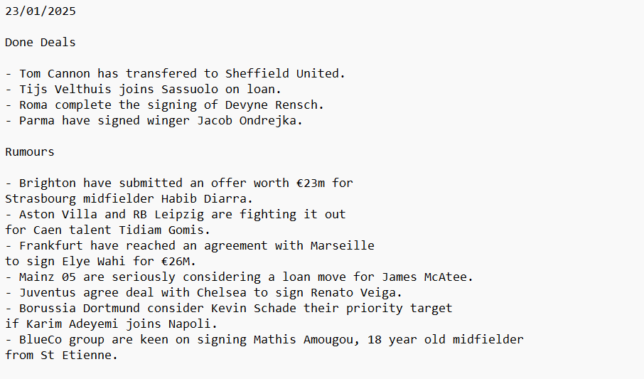 Under 23 Transfer Updates ⤵️ 

Back with more detail today 👀

I'll be doing this everyday for the rest of the European transfer window to help the Sorare community   

Likes and RTs appreciated 🫶
