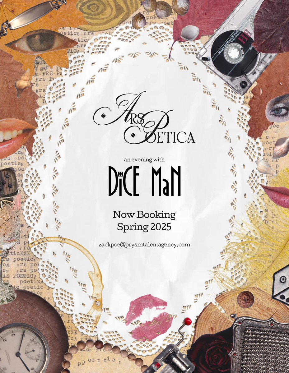 ThaDiceMan's tweet photo. 🌹ARS POETICA🌹

I’m hitting the road with a new concept, and writing an album about it along the way

•spoken word poetry set
•running my art/poetry booth
•extended journey set

Now booking through May

it’s not a party, 
it’s a spiritual soirée
💋 https://t.co/DYAXpaMMRP