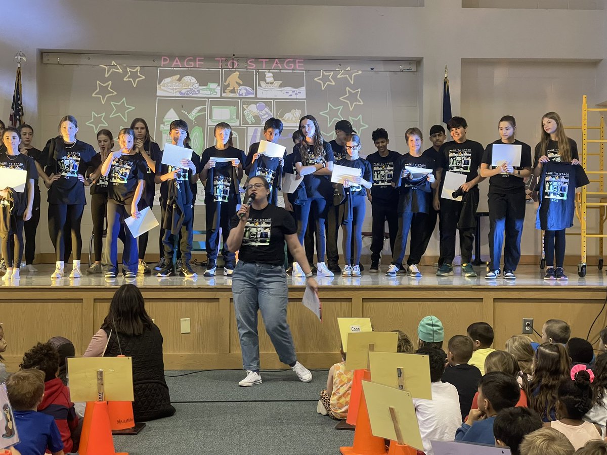 NaumannElem's tweet photo. Cedar Park MS Theatre Department performing “Page to the Stage!” Stories written by Naumann students, adapted and performed by CPMS theatre. #Assistantpriniciplaslife #hardworkfeelsgood@wkmills22 @skozlowski99 https://t.co/6dqT7kDNzH