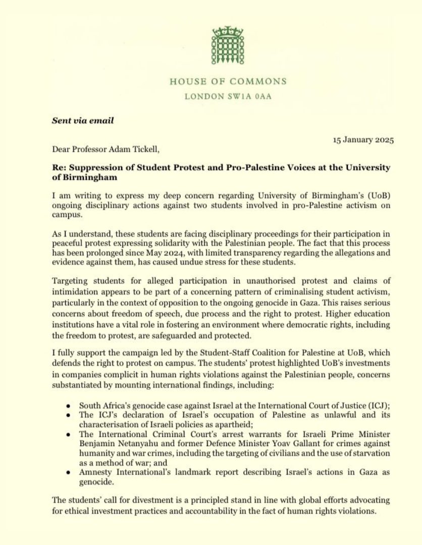 Zarah Sultana MP tweet media