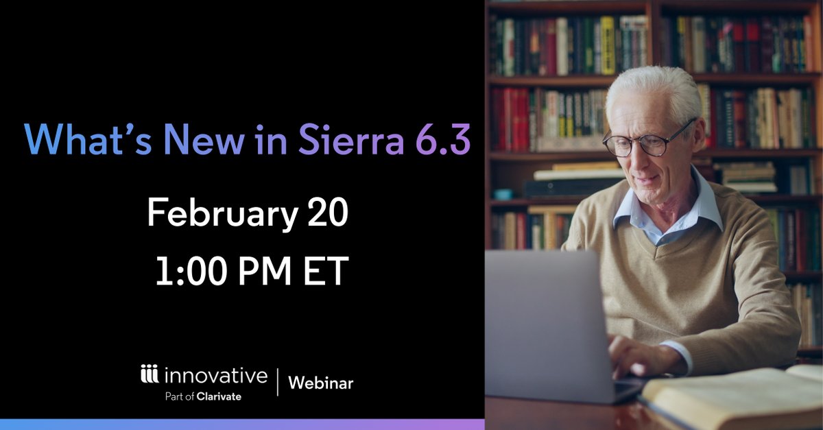 iii_Innovative's tweet photo. Updating your ILS can be a big deal - Come to our webinar on Sierra 6.3 to learn about all the new features so you're ready to make the most of the latest version.
📅February 20, at 1:00 PM ET
Click here to register: https://t.co/0TkOrsyDl7
#LibraryTechnology #Webinar https://t.co/TdP3Wm2SOR