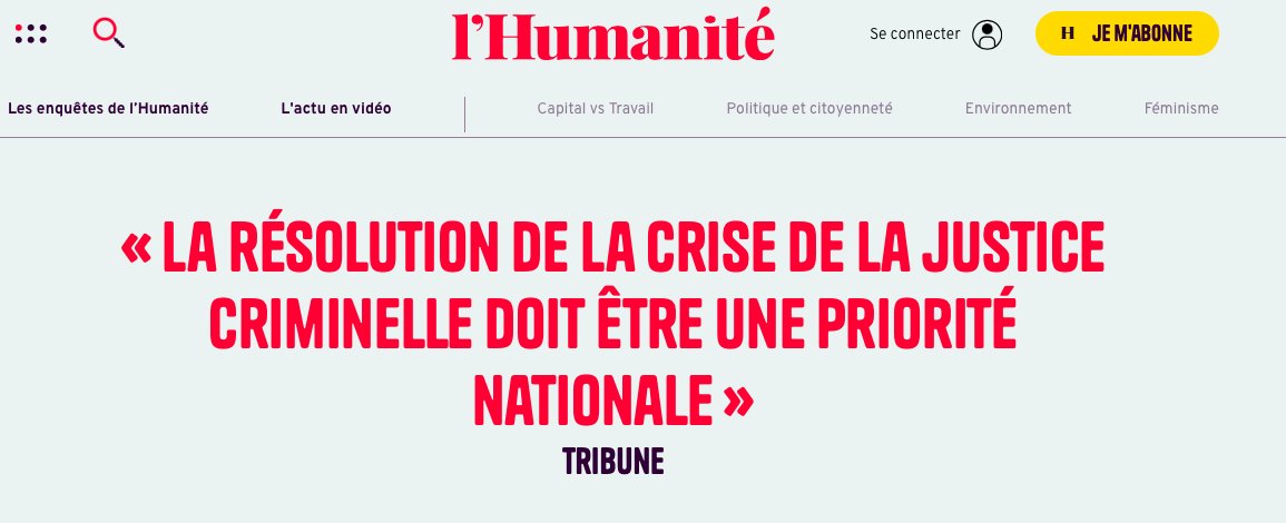 🔴LA RÉSOLUTION DE LA CRISE DE LA JUSTICE CRIMINELLE DOIT ÊTRE UNE PRIORITÉ NATIONALE

... et elle passe par la suppression des cours criminelles départementales et le rétablissement du jury populaire  !

👇Merci à <a href="/humanite_fr/">L'Humanité</a> d'accueillir ma tribune
humanite.fr/en-debat/justi…