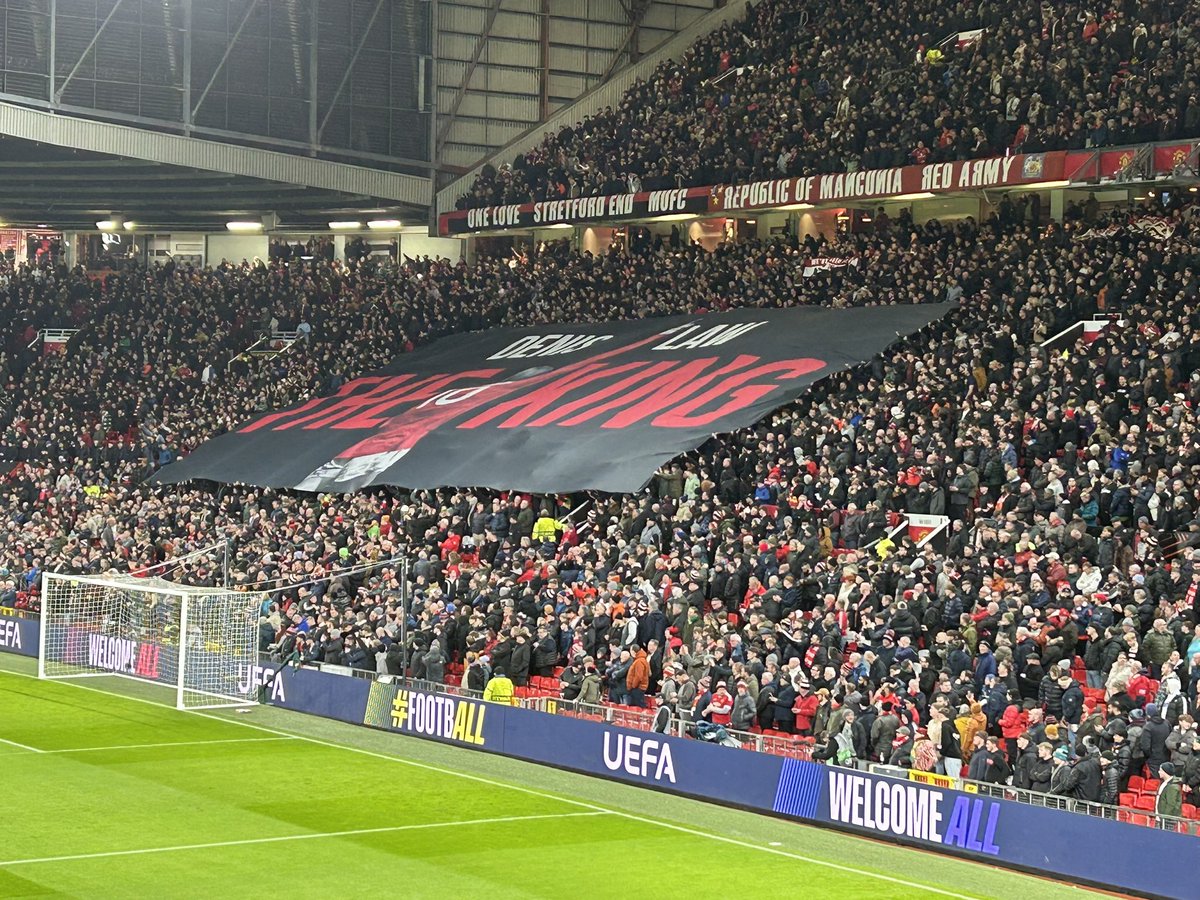 Denis Law flag at Old Trafford