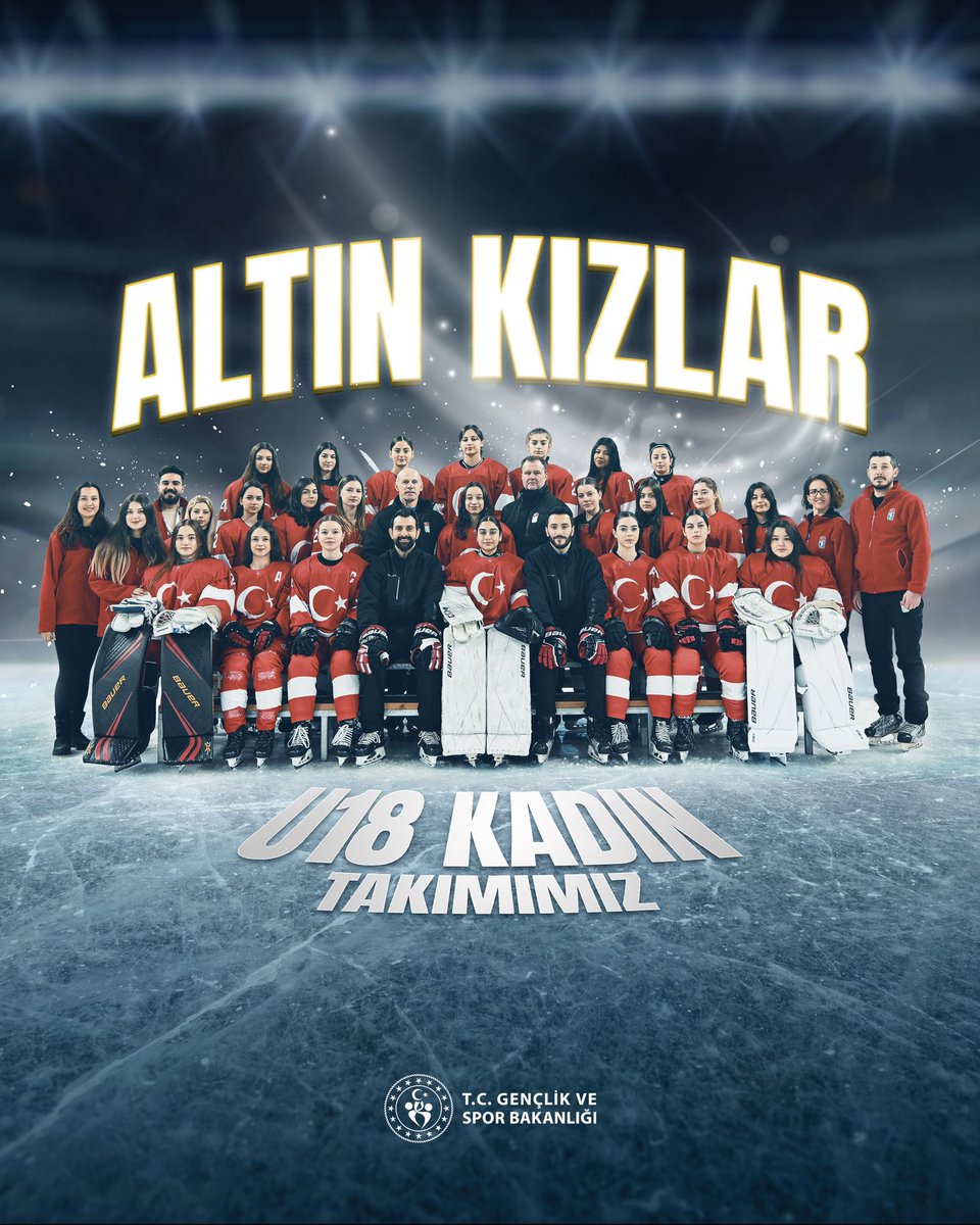 GSB_Sirnak's tweet photo. U18 Kadın Buz Hokeyi Takımımız, Dünya Şampiyonası 2. Klasman Grup B’de altın madalyanın sahibi oldu.🥇🇹🇷

Tebrikler kızlar, gururumuzsunuz!👏🏻 https://t.co/JkyoUROJtE