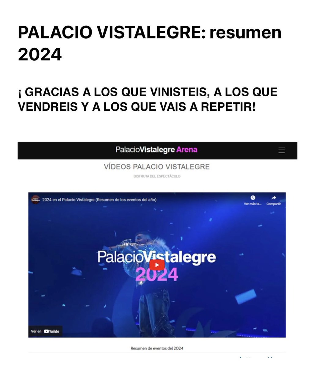 🔝En el Palacio de Vistalegre de #Carabanchel se han vivido momentos espectaculares a lo largo de 2024, la mayoría ligados a conciertos y a la música, pero también al deporte o a la Dana (pincha vídeo).
👇🏻
youtu.be/znOxguiz-XQ

#Distrito11 #Música
Enhorabuena a <a href="/VistalegreMad/">Palacio Vistalegre</a>