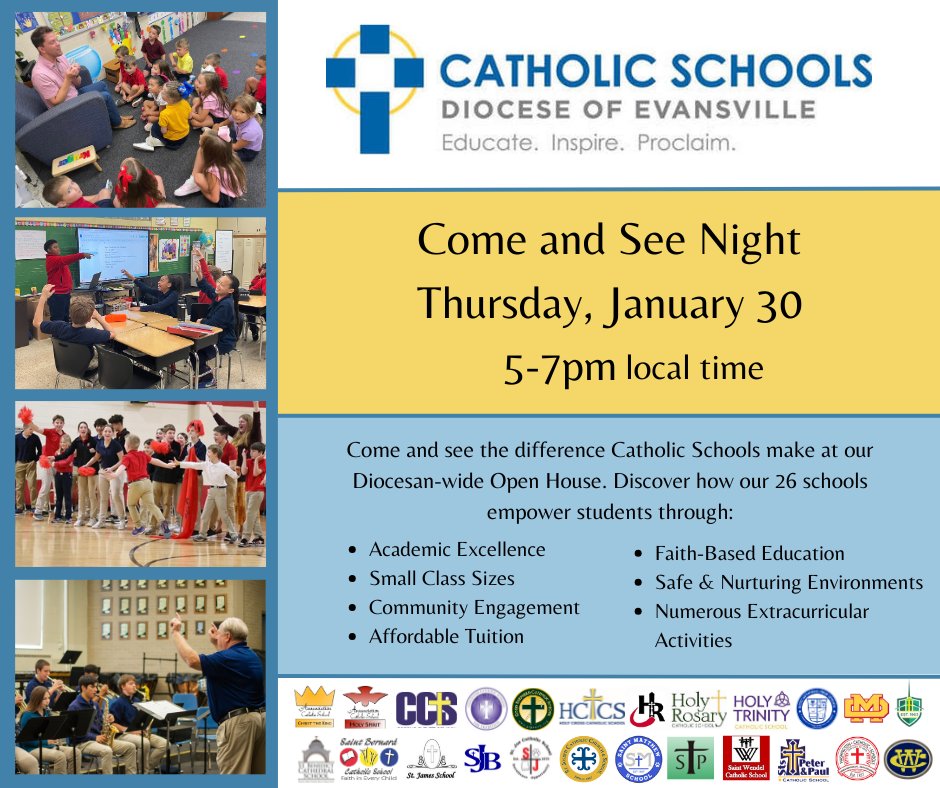 Curious about Catholic Education? 
Join our Diocesan Annual Come and See Night to discover the benefits for your family! Meet educators, explore schools &amp; get a glimpse of what sets us apart.