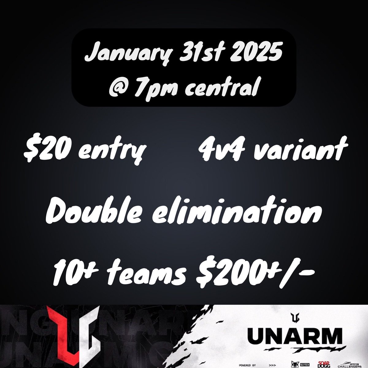 4K Woozy (@woozynos) on Twitter photo <a href="/UnarmGaming/">Unarm Gaming</a> is hosting first ever tournament please DM <a href="/woozynos/">Woozy</a> to enter your team.
Must be following <a href="/UnarmGaming/">Unarm Gaming</a> and like and retweet this post. (We will be checking)
Discord: discord.gg/P9jXQtM8 <a href="/UnarmGaming/">Unarm Gaming</a> is hosting first ever tournament please DM <a href="/woozynos/">Woozy</a> to enter your team.
Must be following <a href="/UnarmGaming/">Unarm Gaming</a> and like and retweet this post. (We will be checking)
Discord: discord.gg/P9jXQtM8