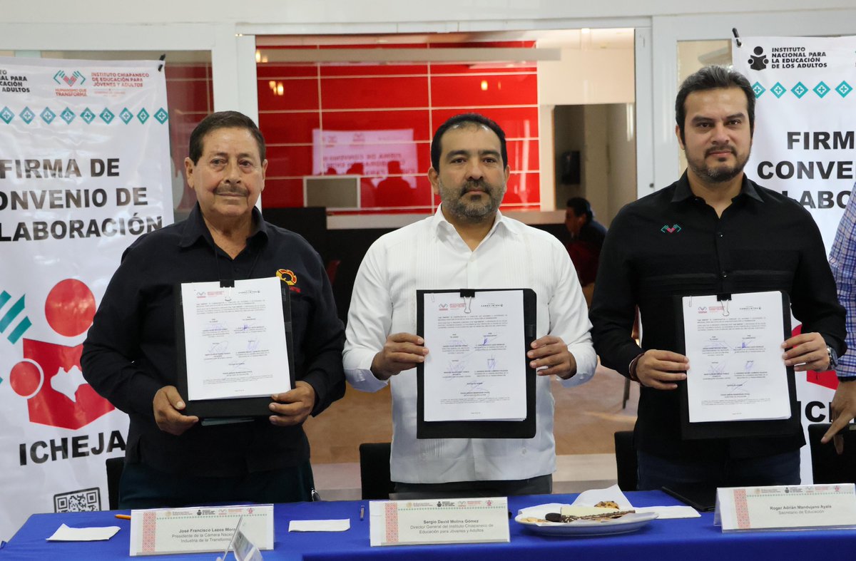 icheja_chiapas's tweet photo. Firma el @icheja_chiapas convenios de colaboración con la @CANACINTRA_Tgz y la Cámara Nacional del Autotransporte de Carga (CANACAR) en el marco del programa "Chiapas Puede"
#ICHEJA #INEA #ChiapasPuede #CANACINTRA #CANACAR https://t.co/6r1JEbBbd8