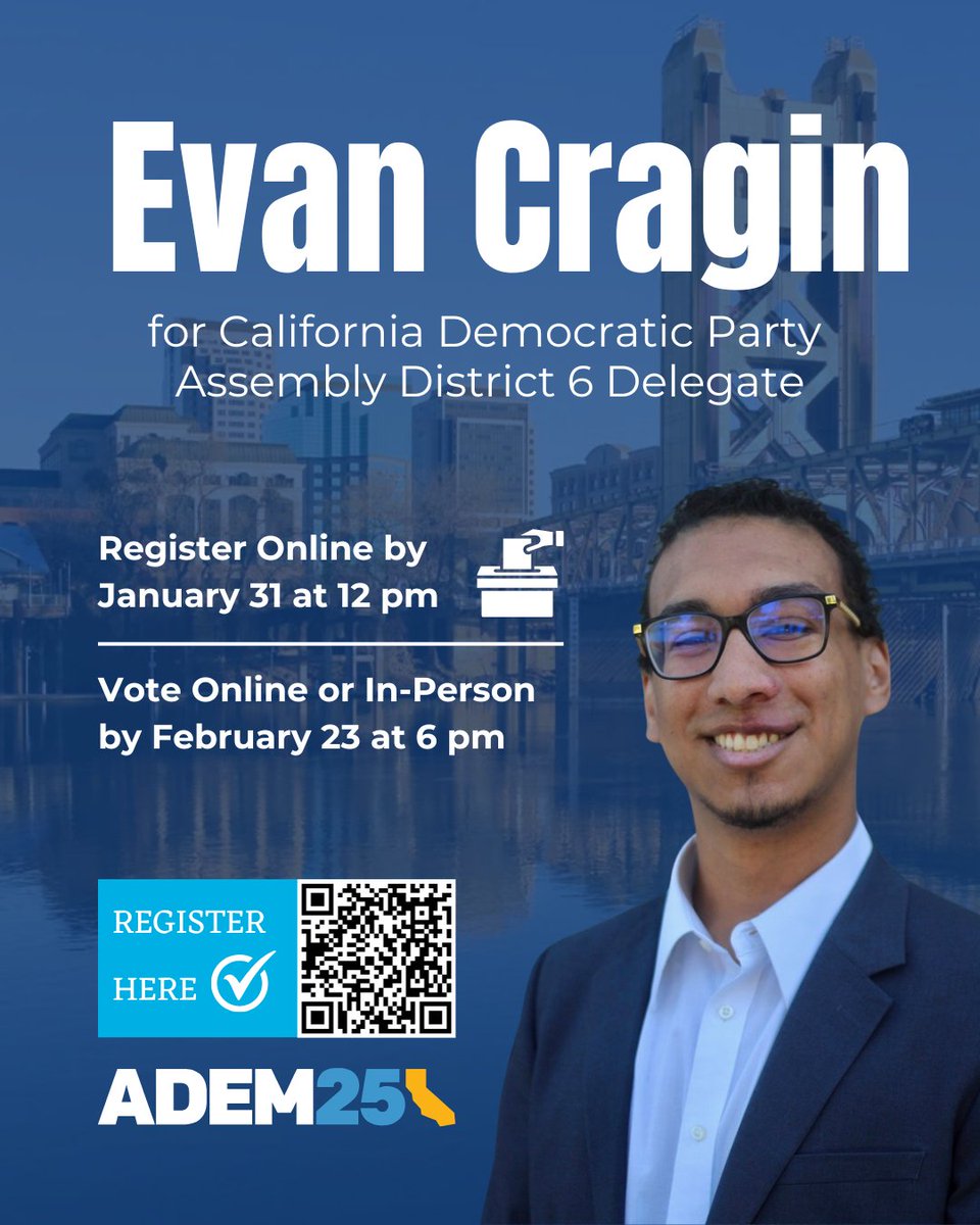 I am so excited to announce that I am running for ADEMS in Assembly District 6! 🗳️ You can learn more and register to vote in ADEMS at adem.cadem.org ☑️ 
(Thread with Slate, District Map, and Endorsements 🧵)