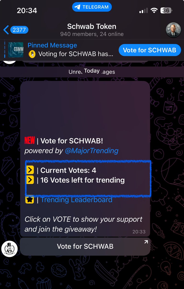 SchwabToken's tweet image. Join our Telegram and vote for #SchwabToken! 💪
We can achieve trending