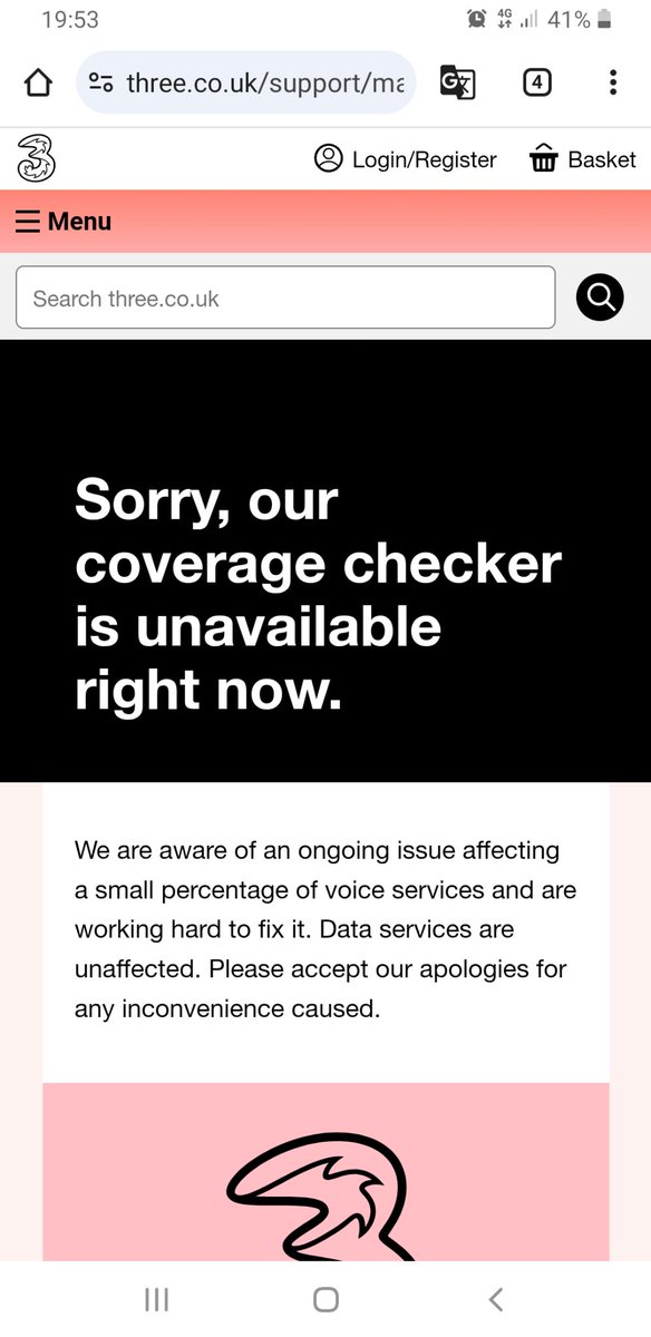 MattSmi78781885's tweet photo. Bleeding 3 network down again.
They have turned off the coverage tracker to hide the scale of the problem.
Can't phone mum up North before the storm to check she is OK.
Messaged sister but no response.
#threeuk #Threedown
..but they still manage to send me a message bill!! https://t.co/zSFM2SkcpG