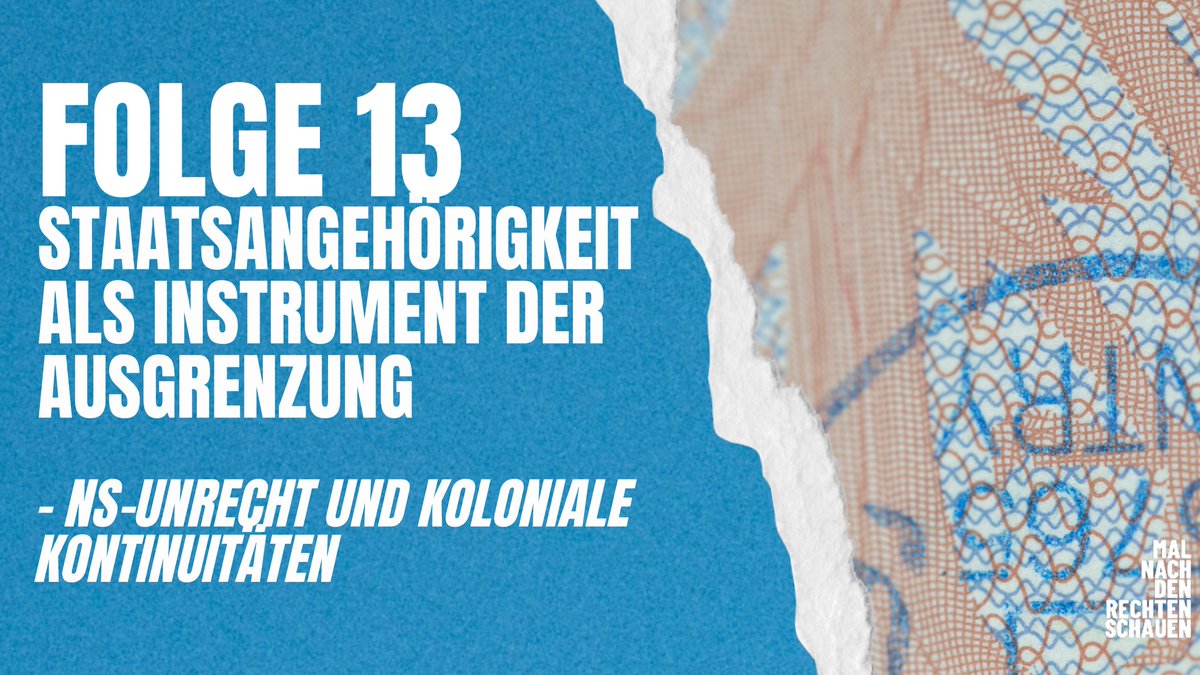 MNDRSpodcast's tweet photo. 🔔Morgen - am 31.01.2025 - ist es soweit. Unsere 13. Folge ist dann für euch verfügbar: 

"Staatsangehörigkeit als Instrument der Ausgrenzung – NS-Unrecht und koloniale Kontinuitäten". 

Überall, wo es Podcasts gibt! 

https://t.co/XorqzHs0q6 https://t.co/oYF1O7McDn