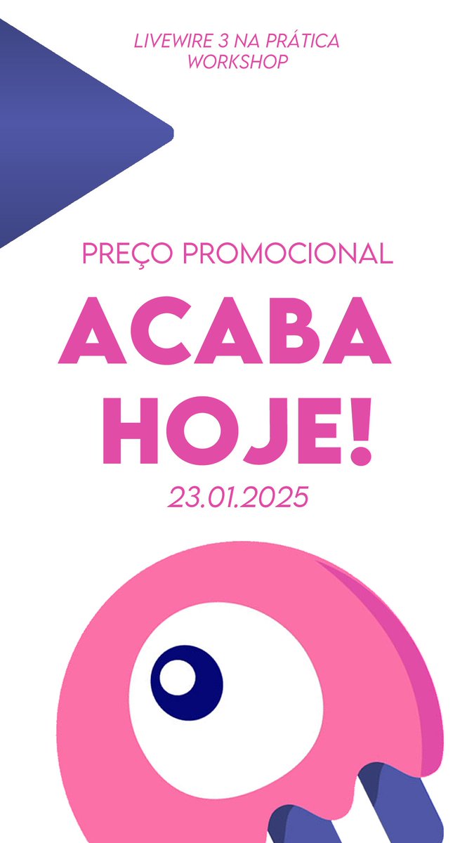 Preço promocional do Workshop Livewire na Prática acaba hoje!!

Aproveite até às 23:59 de hoje, 23.01.2025!

Saiba mais sobre o Workshop, que será realizado nos dias 08 e 15 de Fevereiro, em youtu.be/O1vt9Yh1mfo?si…

#laravel #php #coding