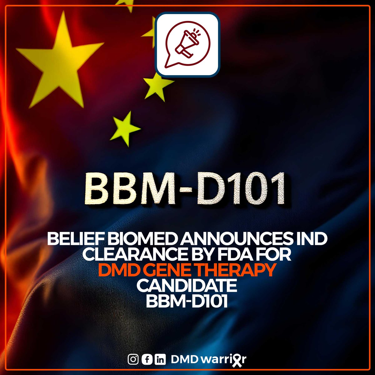 dmdwarriorcom's tweet photo. Belief BioMed Announces IND Clearance by FDA for Duchenne Muscular Dystrophy Gene Therapy Candidate BBM-D101
👉 Read More: https://t.co/6jwGJqea5k
#dmd #duchenne #bmd #becker #genetherapy #dmdwarrior #dmdwarriors #musculardystrophy #gene #beliefbiomed #BBMD101 #china #shanghai https://t.co/pKs0m3V5FP