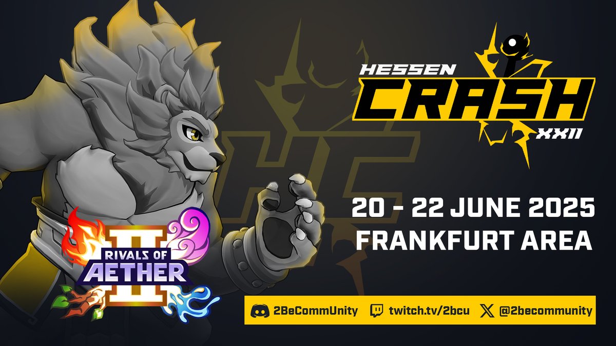 🔥A new game has joined the Hessen Crash line-up!
Welcome #rivalsofaether2 to Germany's FGC event.🙌

We've extended the EARLY BIRD tickets until end of January to give everyone the chance to grab their ticket. 💪

👇Sign up now (remove blank space:
start. gg/hcxxii