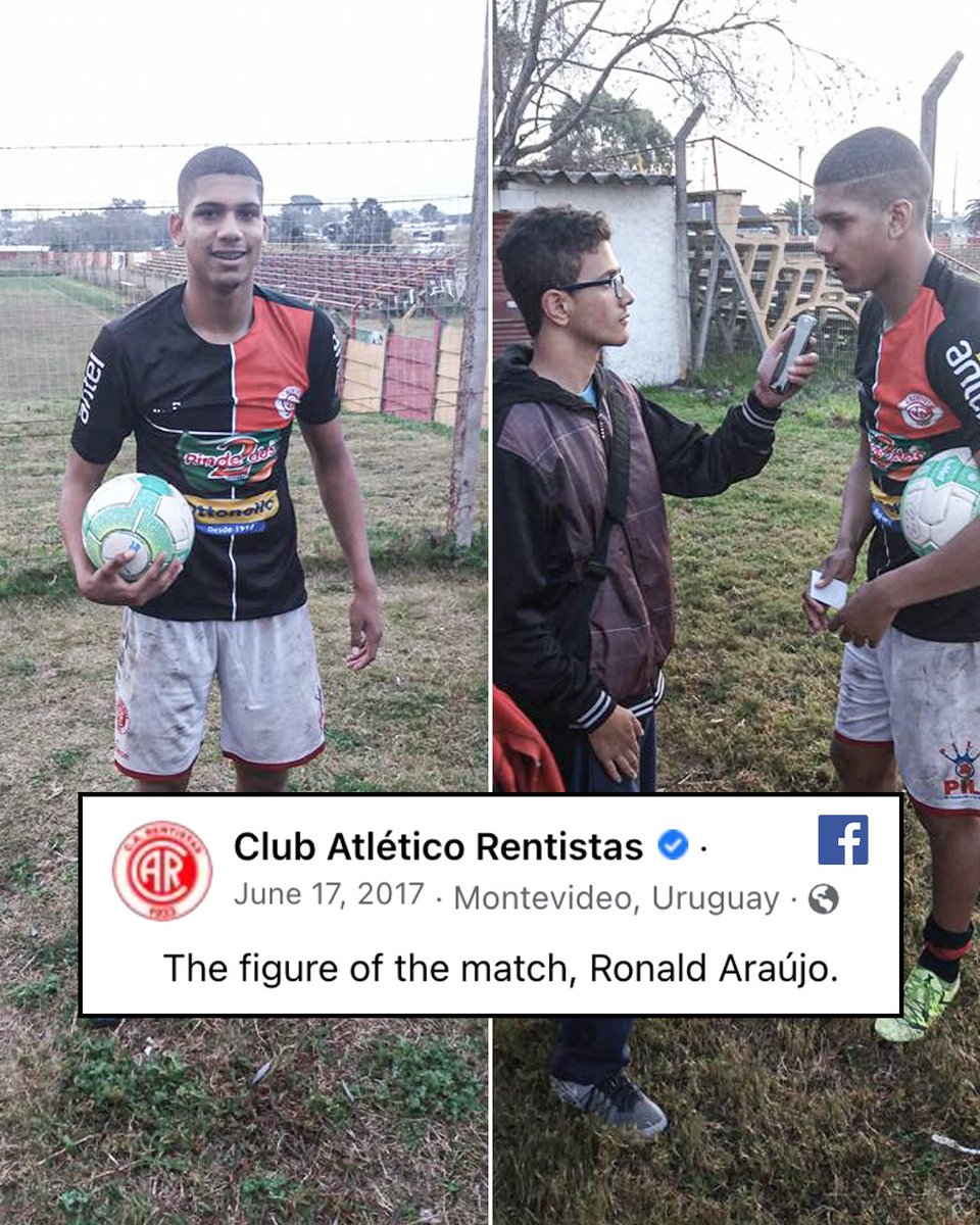 ESPNFC's tweet photo. Ronald Araujo came from humble beginnings in Uruguay 🇺🇾💙

(via @ClubRentistas) https://t.co/dBZLNVWpIg