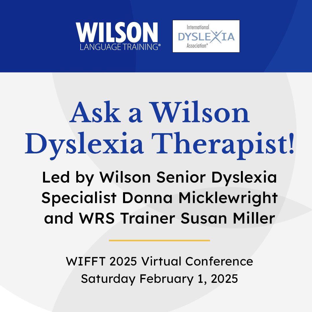 wilsonlanguage's tweet photo. Ask a Wilson Dyslexia Therapist! Join #WilsonReadingSystem Trainers Donna Micklewright & Susan Miller on Feb. 1 for a Q&A Webinar hosted by the NJ IDA. Register here: https://t.co/FWmtOYwgR2
#wilsonreading #wilsonlanguage #dyslexia #strugglingreaders #dyslexiaawareness https://t.co/3ntsBV88EP