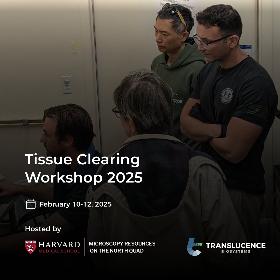 BioTranslucence's tweet photo. Join us at the Tissue Clearing Workshop at @harvardmed, hosted by MicRoN, on Feb. 10–12, 2025!

This 3-day workshop includes:
• Lectures on tissue clearing and expansion microscopy
• Hands-on instrument and software demos
• Poster sessions
• Networking opportunities https://t.co/PaMkdT8Ugl