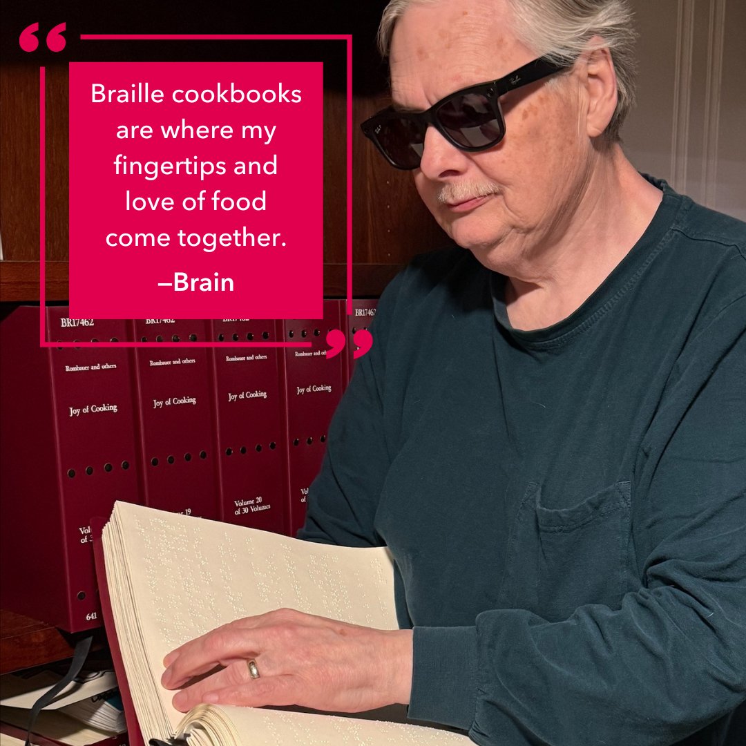 PerkinsLibrary's tweet image. Thanks to those who helped us celebrate yesterday's #LibraryShelfieDay! 📚 Let's keep it going! Remember to take your own "shelfie" and tag us, just like Brian did! He's a member of our Perkins Library community who loves to cook!

#BrailleLiteracyMonth #Braille #ShelfieDay