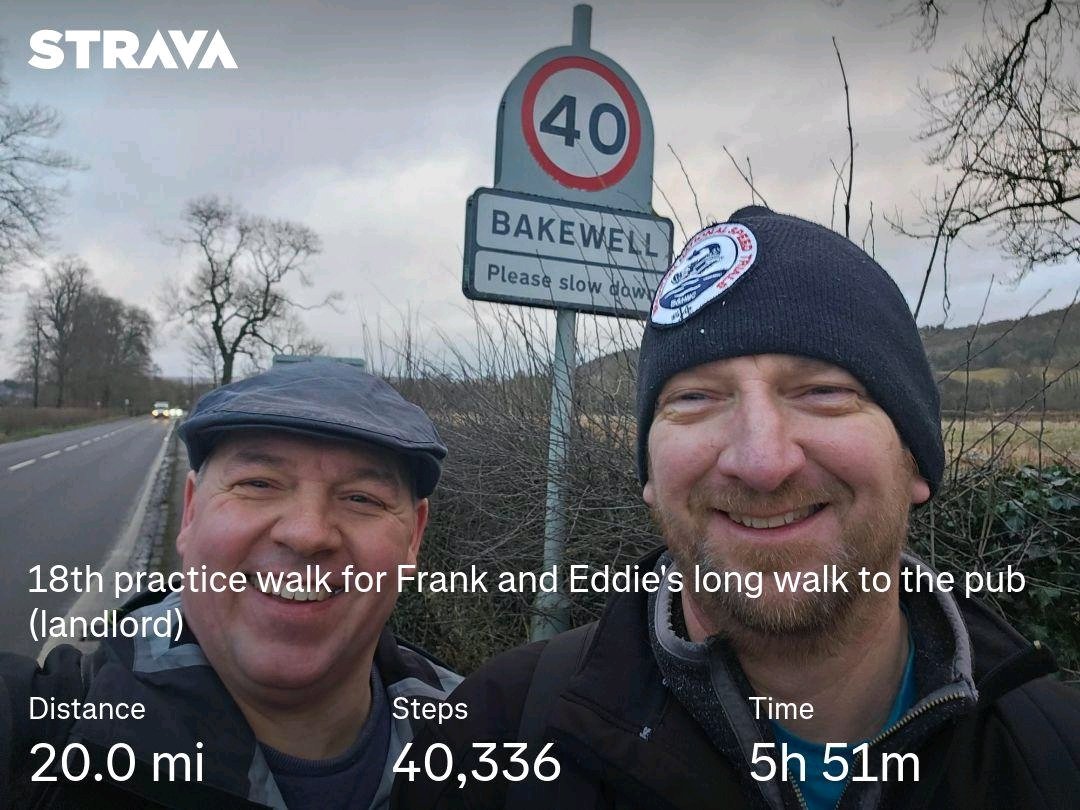 fha772's tweet photo. 18th practice walk DONE!! 
What an effort, over 40,000 steps, & 20 miles walked, in under 6 hours!!! 
Eddie and I are tired, but really happy with our efforts, and very optimistic about our challenge ahead!! 😀👍 

On Friday 21st March, Eddie and I are walking 22.74miles from Matlock Bath to Buxton Opera House in aid of Finley's Touch. 

Please donate if you can or just share if you can't.
Frank:
https://t.co/mTPt1jgXhD

@FinleysTouch
@almurray
@WeHaveWaysPod
@James1940
@bomber_ant
@Karl_Reid
@WHW_NorthernIC
@Gliderpilot44
@LydiaJane13
@soave1000
@militaryhistori
@RedFiveModels
@WHW_CambridgeIC
@whwoxonbucksic
@WHW_HighlandIC
@DorsetIc
@KentBuffsIC
@SWIC3945
@ww2wtg
@Tankslider https://t.co/Qhq6SuhhPV