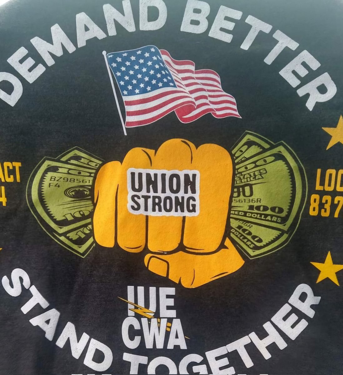 strike_park's tweet photo. Rocking my union shirt all next week

Our contract has no upfront money for most &amp; leaves out our highest paying workers pay the nits. No retirement additions at all. . .. what is ge doing????? All this money we are making them and can't bring a real contract to us is disrespect. https://t.co/BiyiP9P4fr
