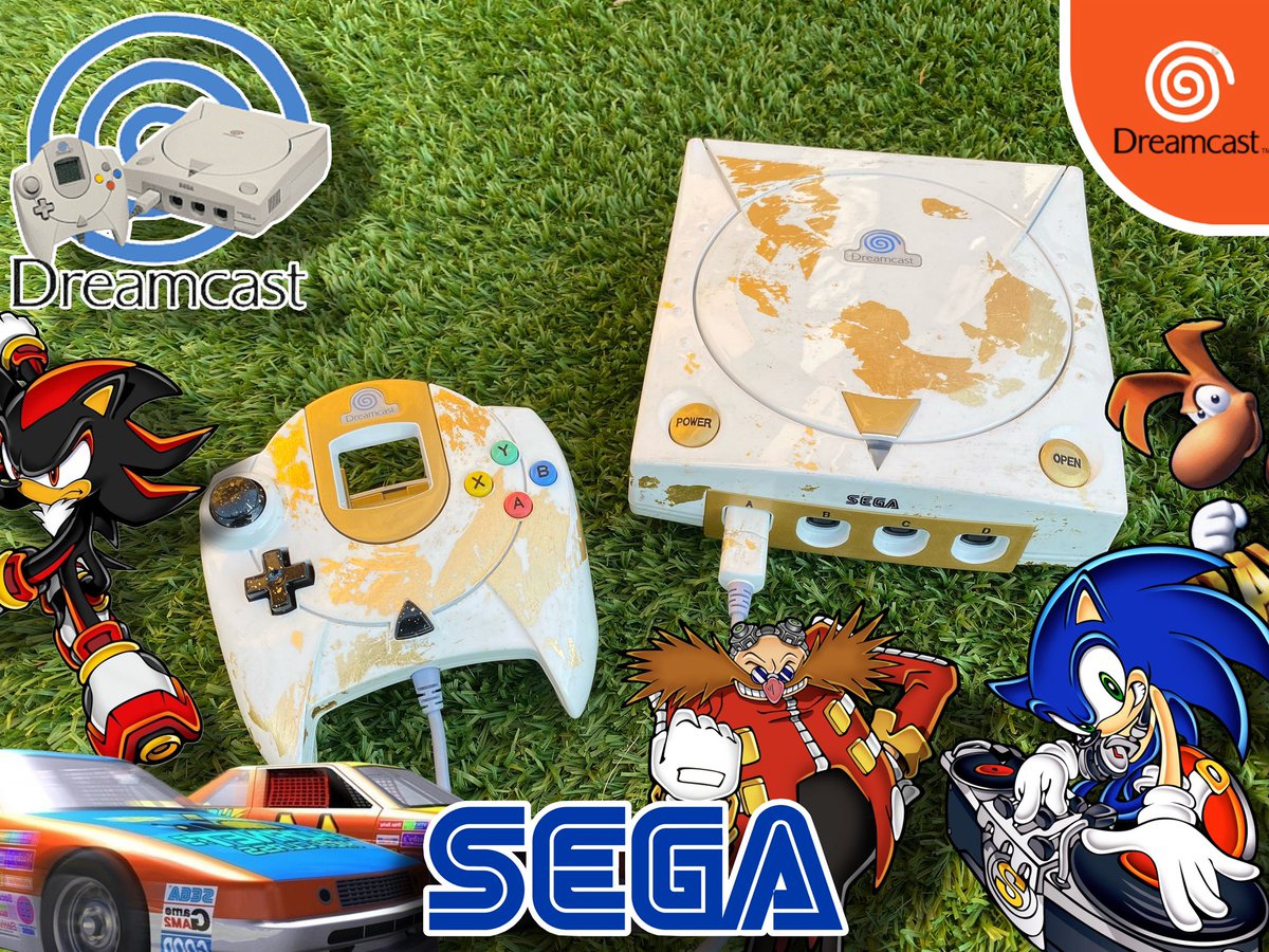 Dmaro83's tweet photo. Hola a todos lo primero Feliz año , dejo por aqui enlace de la ultima Sega Dreamcast ( video corto 2 min ) que pinto en blanco brillo con pan de oro , y finalmente barnizada para dar un acabado liso y fino , muchas gracias de antemano , saludos 

https://t.co/g1OsErDyGT https://t.co/PmkJuWysxy