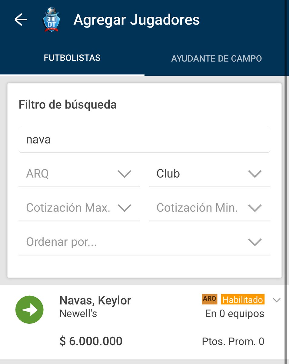 Nunca jamas en la historia pense que podia llegar a Agregar a Keylor Navas a mi Gran DT.