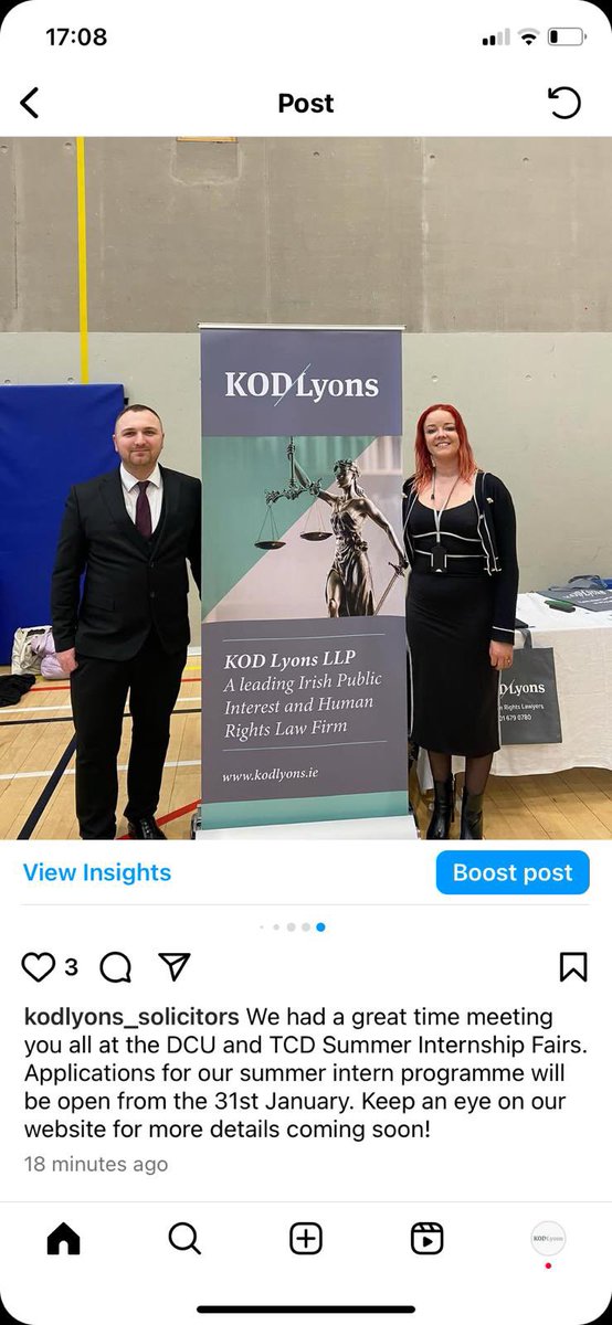 KODLyons's tweet photo. We had teams attending DCU and Trinity College summer internship fairs today. 
A great response from students to the work we do and superb interest from the very talented next generation of human rights lawyers. https://t.co/nZUCWPA7jh