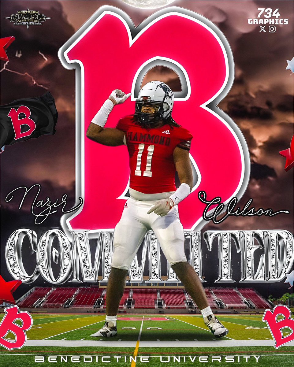 I am extremely blessed to say that I am now 1000% committed to Benedictine University #GoEagles 
<a href="/CoachSchradesBU/">Coach Schroeder</a> <a href="/BenUFootball/">Benedictine Football</a>