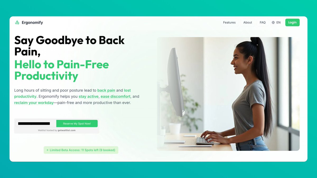 TimoBuilds_'s tweet photo. Finally did some bugfixing at @ergonomify to commit the latest changes from many dev-days to @Netlify (have to do this more often).

Changes I've committed:
- updated the waitlist counter to 9 spots already booked
- crafted the basic backend
- linked backend with landingpage

How much and often do you commit?