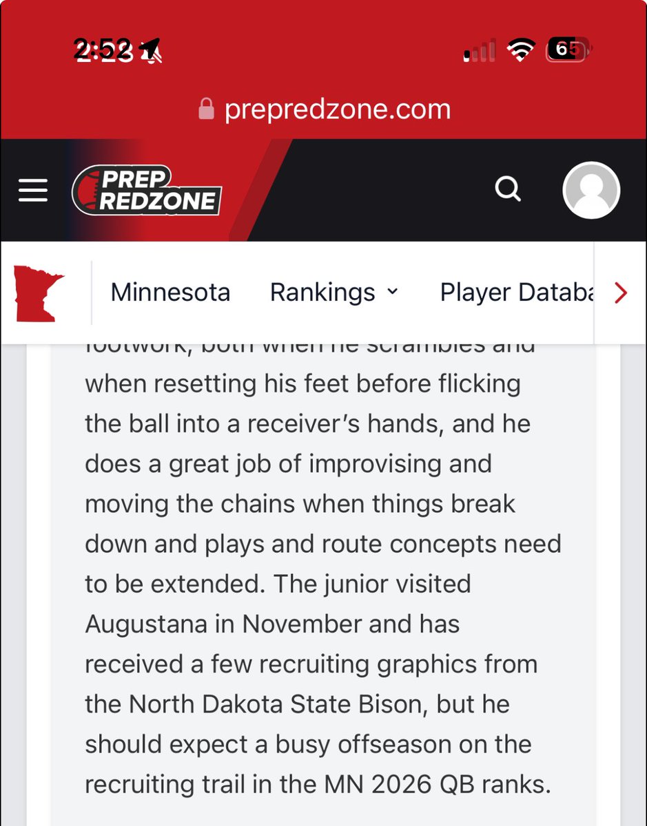 Thank you <a href="/PrepRedzoneMN/">Prep Redzone Minnesota</a> and <a href="/OJW_Scouting/">Oliver James West</a> for the write up and new ranking! <a href="/LakersFootball1/">Lakers Football</a> <a href="/612Qs/">612 Quarterbacks</a> <a href="/JacobHartman_/">Jacob Hartman</a>
