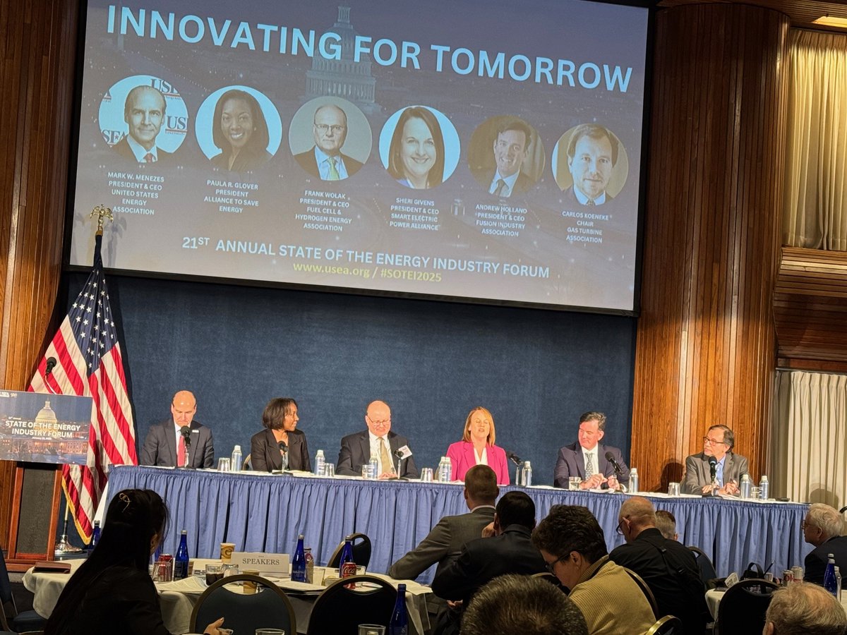 U.S. Energy Association (@usenergyassn) on Twitter photo Closing out a productive and informative day with our Innovating for Tomorrow panel, with experts from <a href="/ToSaveEnergy/">Alliance To Save Energy</a>, <a href="/FCHEA_News/">Fuel Cell and Hydrogen Energy Association</a>, <a href="/SEPAPower/">Smart Electric Power Alliance (SEPA)</a>, <a href="/Fusion_Industry/">Fusion Industry Association</a>, and the Gas Turbine Association! #SOTEI2025 Closing out a productive and informative day with our Innovating for Tomorrow panel, with experts from <a href="/ToSaveEnergy/">Alliance To Save Energy</a>, <a href="/FCHEA_News/">Fuel Cell and Hydrogen Energy Association</a>, <a href="/SEPAPower/">Smart Electric Power Alliance (SEPA)</a>, <a href="/Fusion_Industry/">Fusion Industry Association</a>, and the Gas Turbine Association! #SOTEI2025