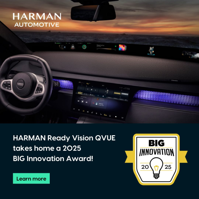 Levife's tweet photo. We are thrilled to announce that HARMAN Automotive Ready Vision QVUE has been honored with the prestigious 2025 BIG Innovation Award! 🏆 Selected by a panel of seasoned business leaders and executives, this award celebrates organizations... #HARMANemployee https://t.co/CuxNh9CcrD https://t.co/5GHIjAKDS1