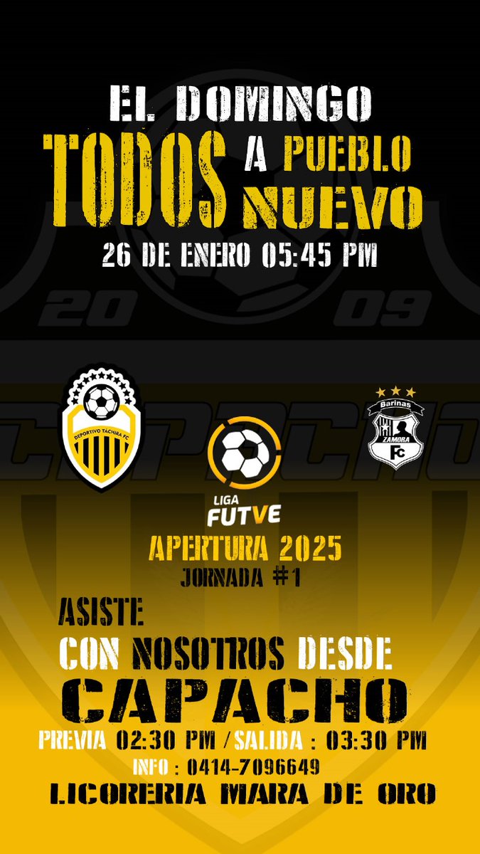 CAPACHO

Jornada 1
<a href="/DvoTachira/">Deportivo Táchira FC</a> vs zamora