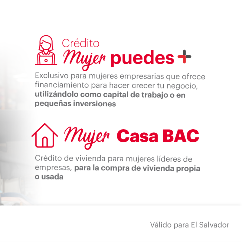BACCredomaticSV's tweet photo. 🌟 Hemos diseñado soluciones como Mujer Puedes +, un crédito pensado para impulsar a mujeres empresarias, y Mujer Casa BAC, que facilita alcanzar el hogar que tanto has planeado.
Conoce más aquí👉 https://t.co/hkLqowXkwx
#BACSimple