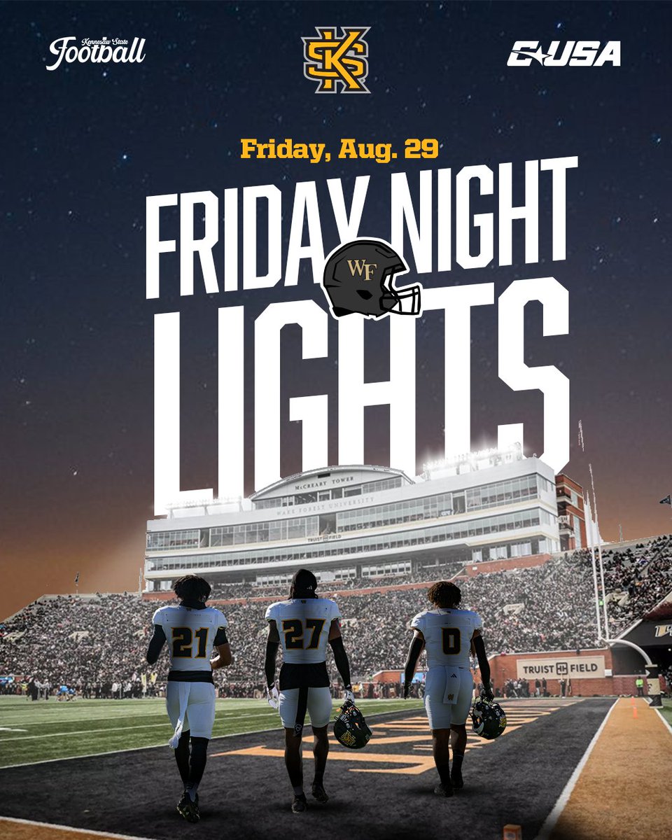 Kennesaw State Football (@kennesawstfb) on Twitter photo Our season opener arrives early in 2025!
🆚 Wake Forest
📍 Winston-Salem, N.C.
📆 Friday, Aug. 29
🔗 smpl.is/a11dh
#SeeUs | #HootyHoo🦉 Our season opener arrives early in 2025!
🆚 Wake Forest
📍 Winston-Salem, N.C.
📆 Friday, Aug. 29
🔗 smpl.is/a11dh
#SeeUs | #HootyHoo🦉