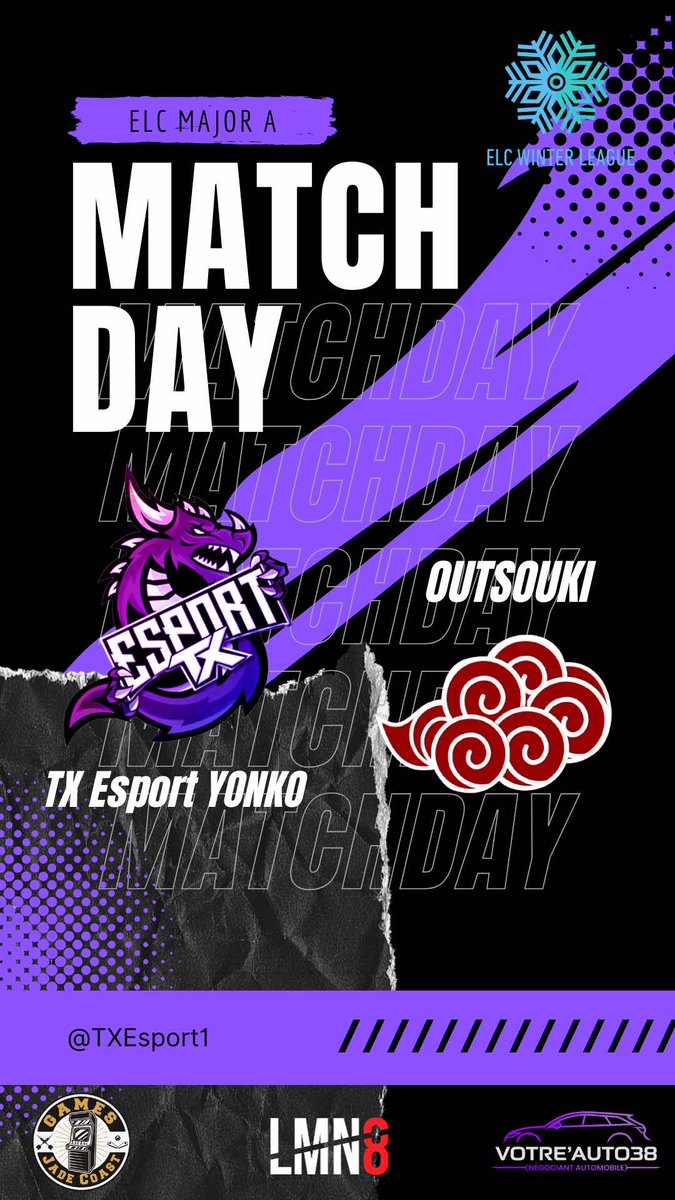 ⚔️ELC WINTER ÉDITION⚔️
 
Ce soir, ça MATCH !!
Top Départ : 21h30 
En BO1 ⚔️
Cast : twitch.tv/angenoirgame
🆚 OUTSOUKI

Ça continue et c'est en COURS !  ⚫🟣🔥
#TXEsport #tournament #R6S #ELC #Matchday